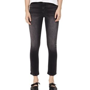 Jaen Halee Straight-Leg High Rise Cropped Jeans, Faded Black, Size: 32